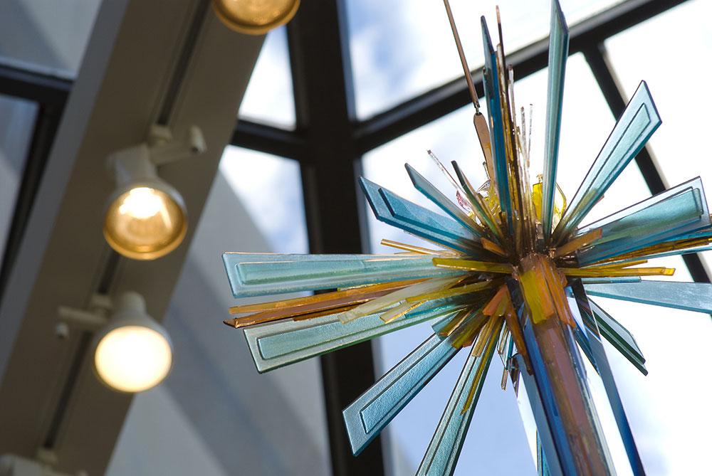 Chapel cross made of colored glass